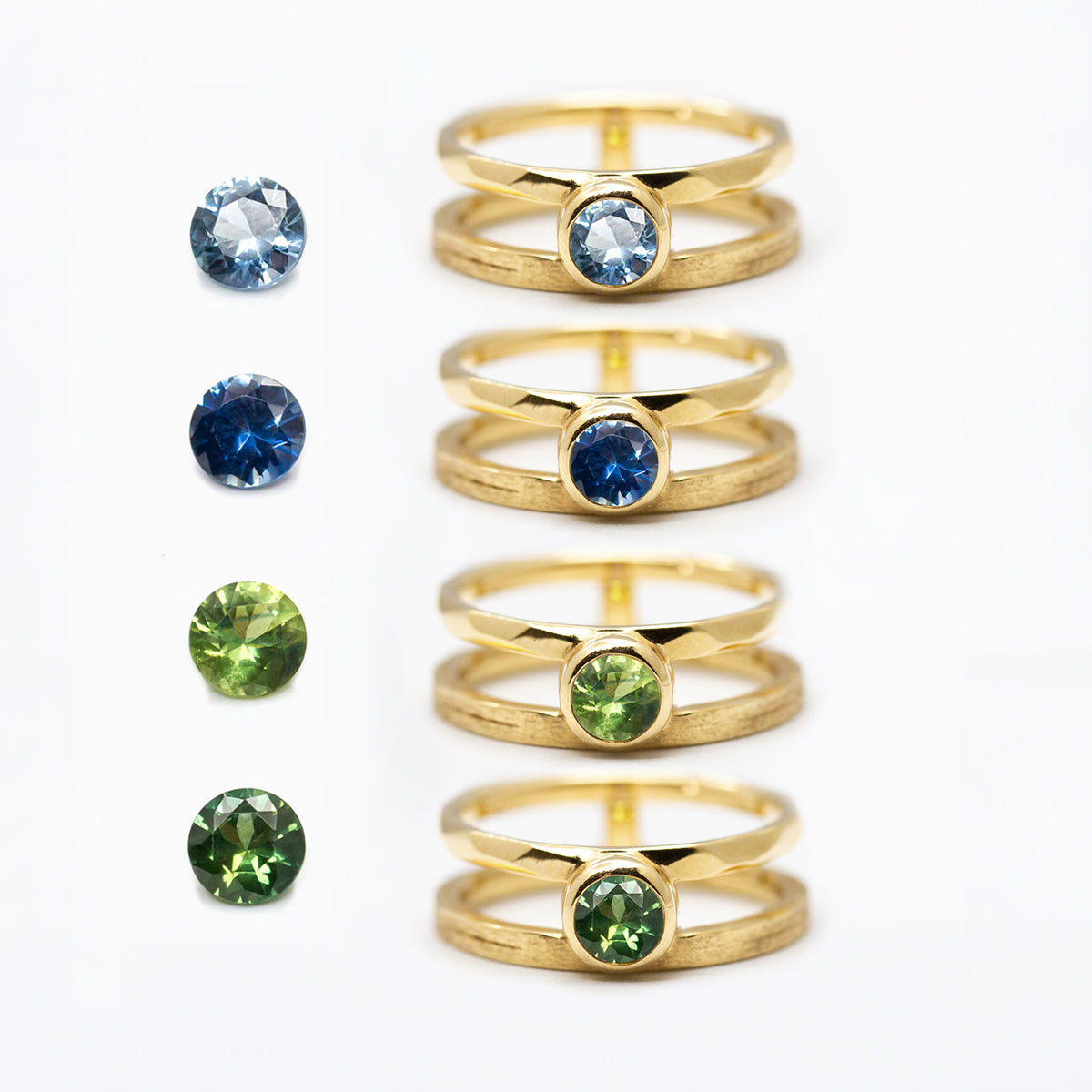 Bague double anneau en or jaune 18 carats.
Atelier parisien, joaillerie éthique
Union mariage