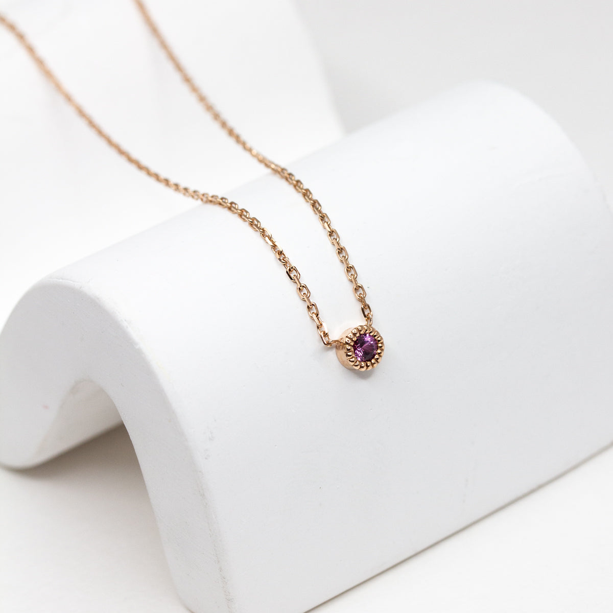 Pièce unique - Collier Madeleine - saphir rose 3 mm