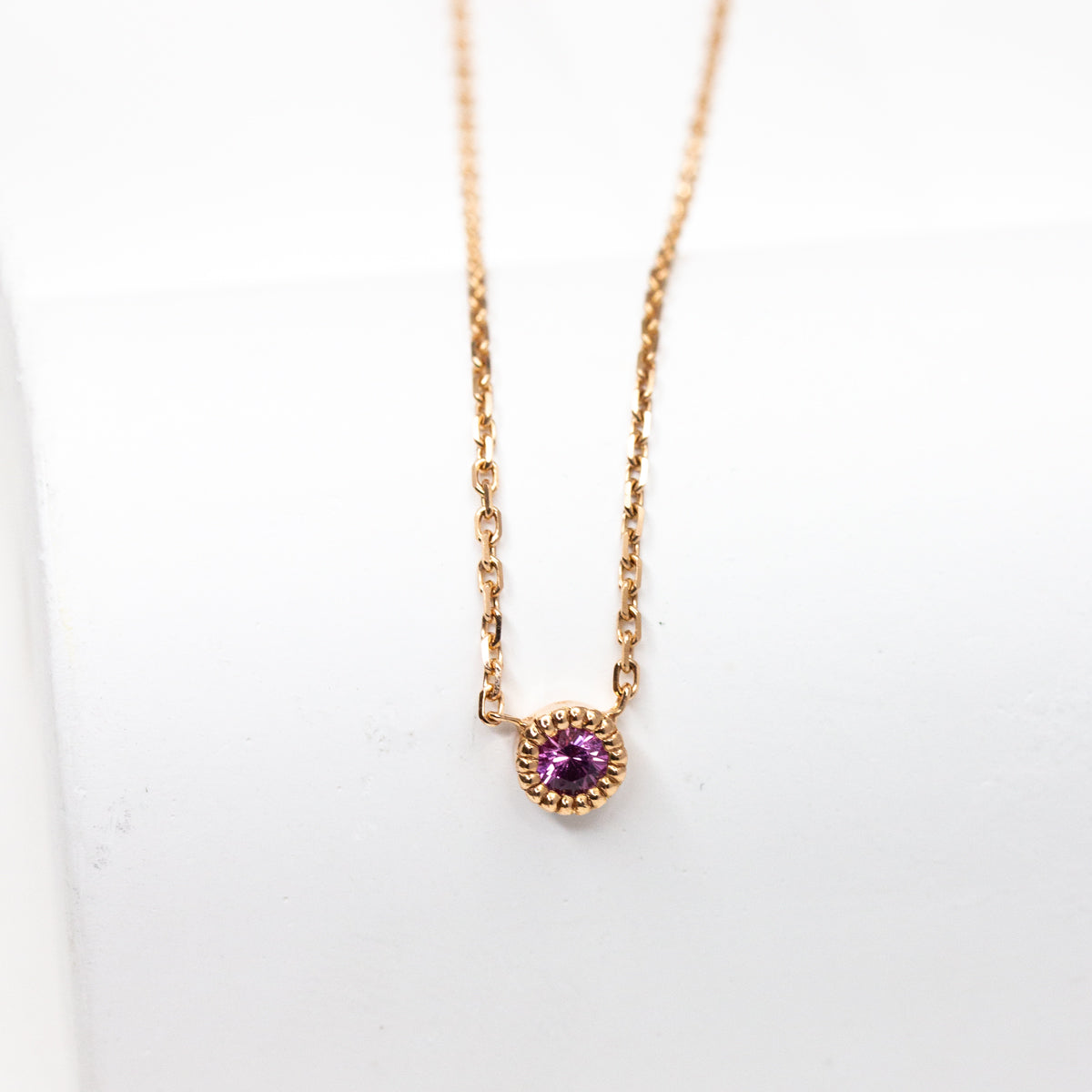 Pièce unique - Collier Madeleine - saphir rose 3 mm