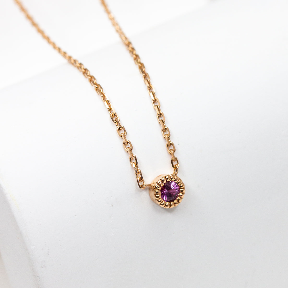 Pièce unique - Collier Madeleine - saphir rose 3 mm
