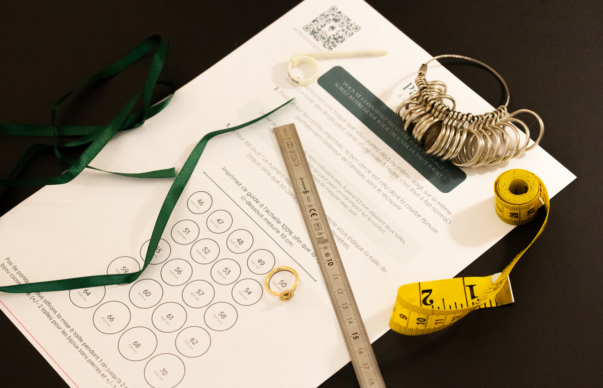 Guide des tailles à imprimer pour trouver facilement sa taille de bague chez soi, conseils et astuces par artisan joaillerie à Paris