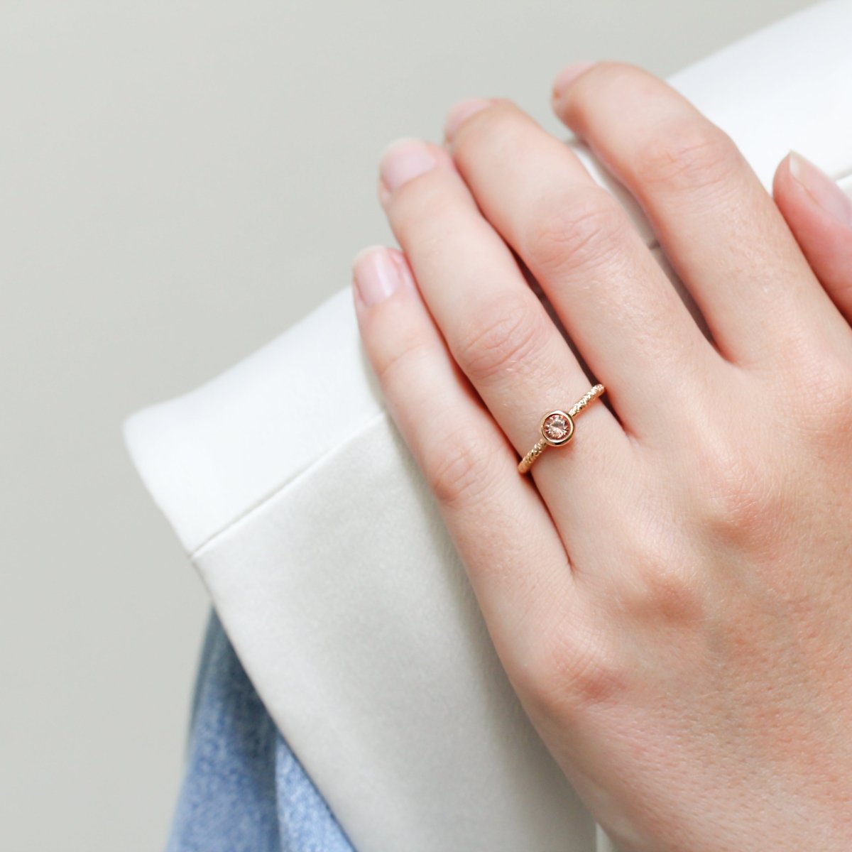 Bague fiançailles or rouge Ayamé saphir orange artisanale Paris