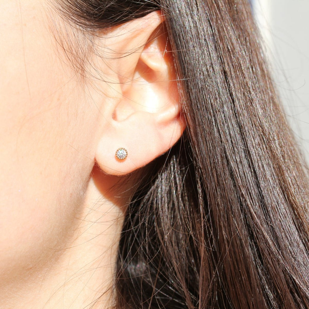 Boucle d'oreille Madeleine - diamant 3 mm