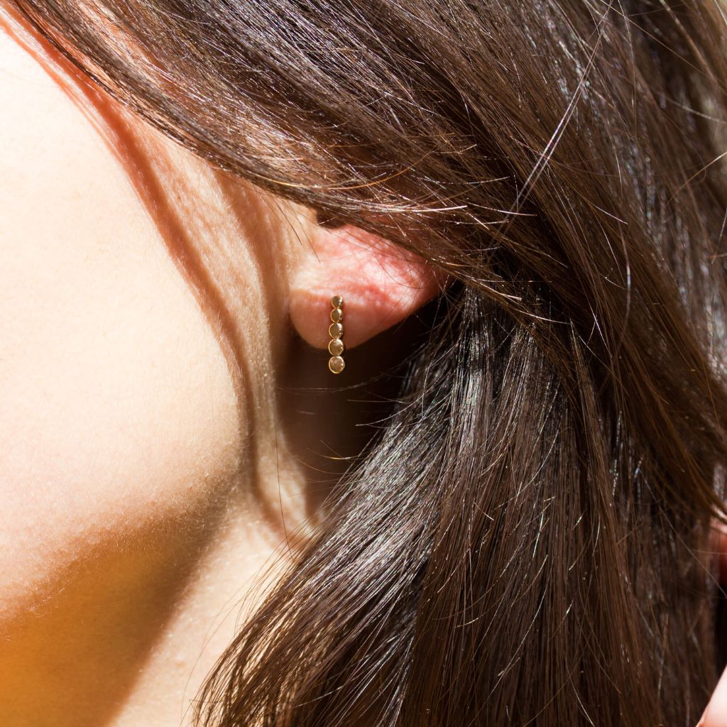 Boucles d'oreille 5 pépites en or rose 18 carats.