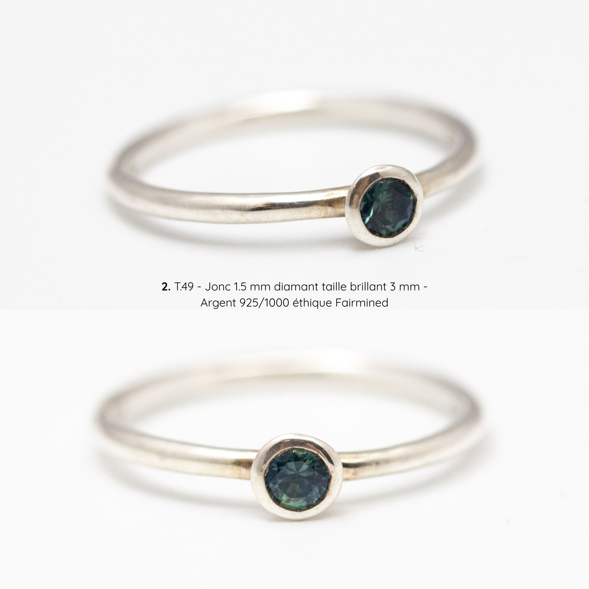 Bagues Pierrette en argent - diamants, saphirs et tourmaline - 7 modèles