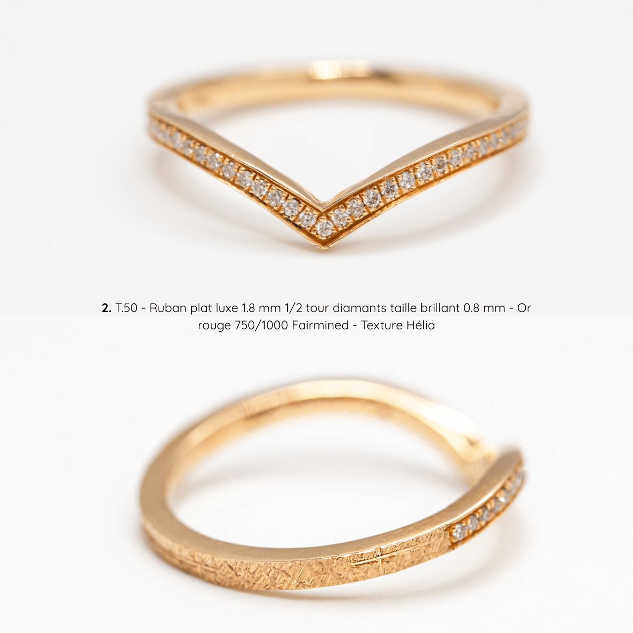 Bague Azur incurvée empierrée en or Fairmined, diamants, joaillerie artisanale fabriquée à Paris