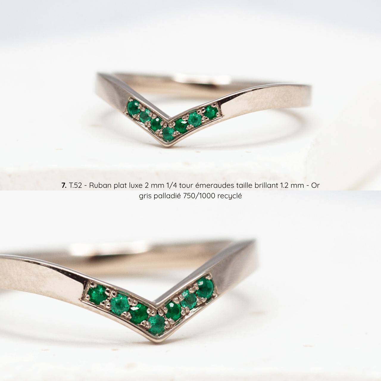 Bague Azur incurvée empierrée en or Fairmined, diamants, joaillerie artisanale fabriquée à Paris