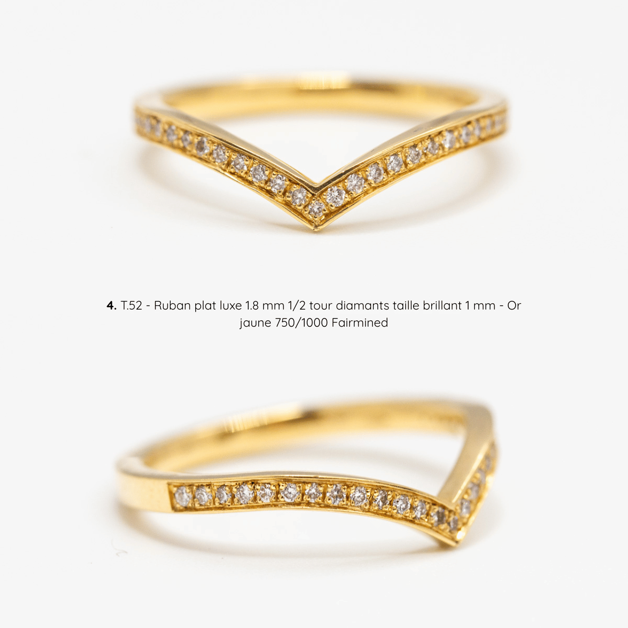 Bague Azur incurvée empierrée en or Fairmined, diamants, joaillerie artisanale fabriquée à Paris