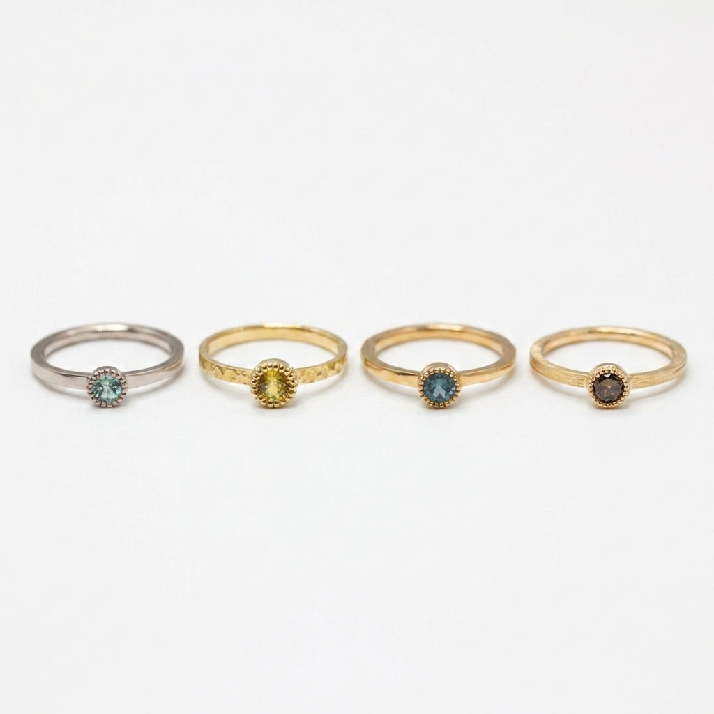 Bagues Madeleine - diamants de synthèse et saphirs de couleurs - 4 modèles