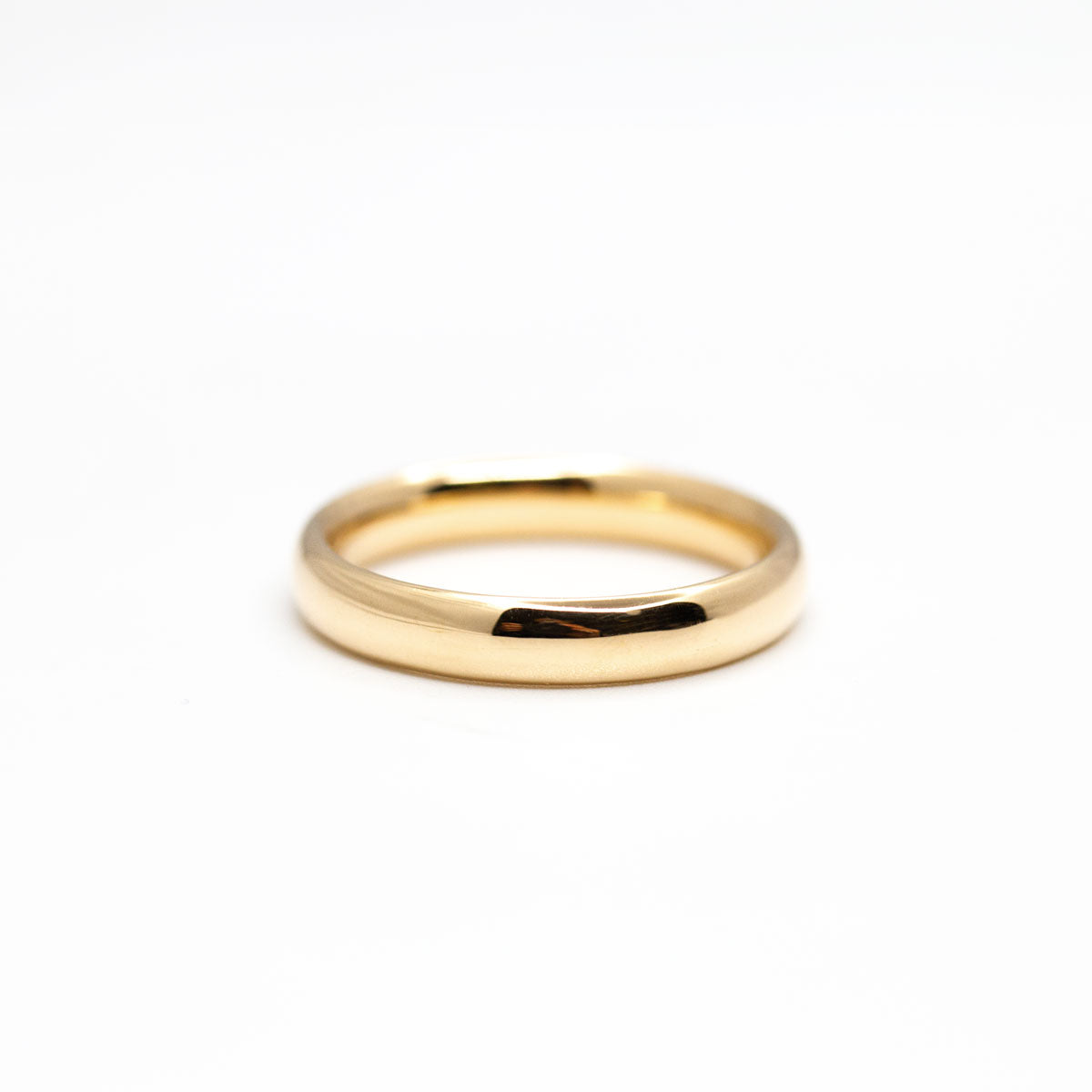 Alliance d'union unisexe Ulysse bombée luxe 3,5 mm entièrement arrondie et confortable, fini lisse et brillant réalisé artisanalement à Paris en or rose-champagne recyclé 18 carats