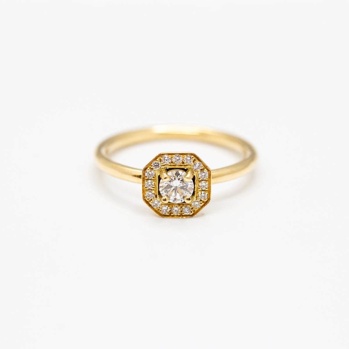 Bague Léone éthique en or 18 carats recyclé ou Fairmined, sertie de diamants de synthèse, style Art Déco