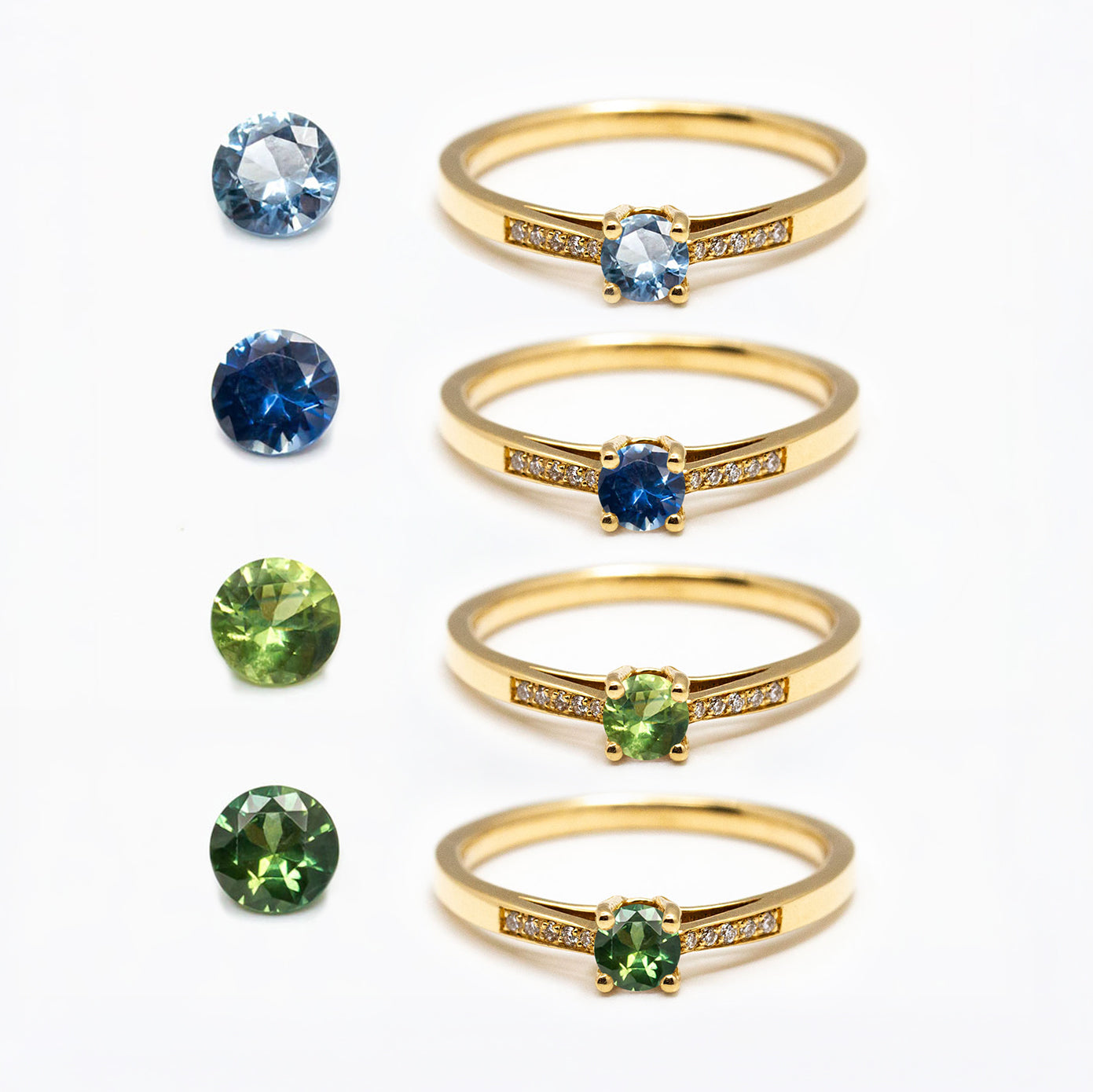 Bague de fiançailles pavée femme sertie d'un diamant central de 5mm et 10 diamants de synthèse en or jaune recyclé 750/1000 + prime Fairmined. Fabriquée avec savoir-faire à la main dans notre atelier de joaillerie à Paris