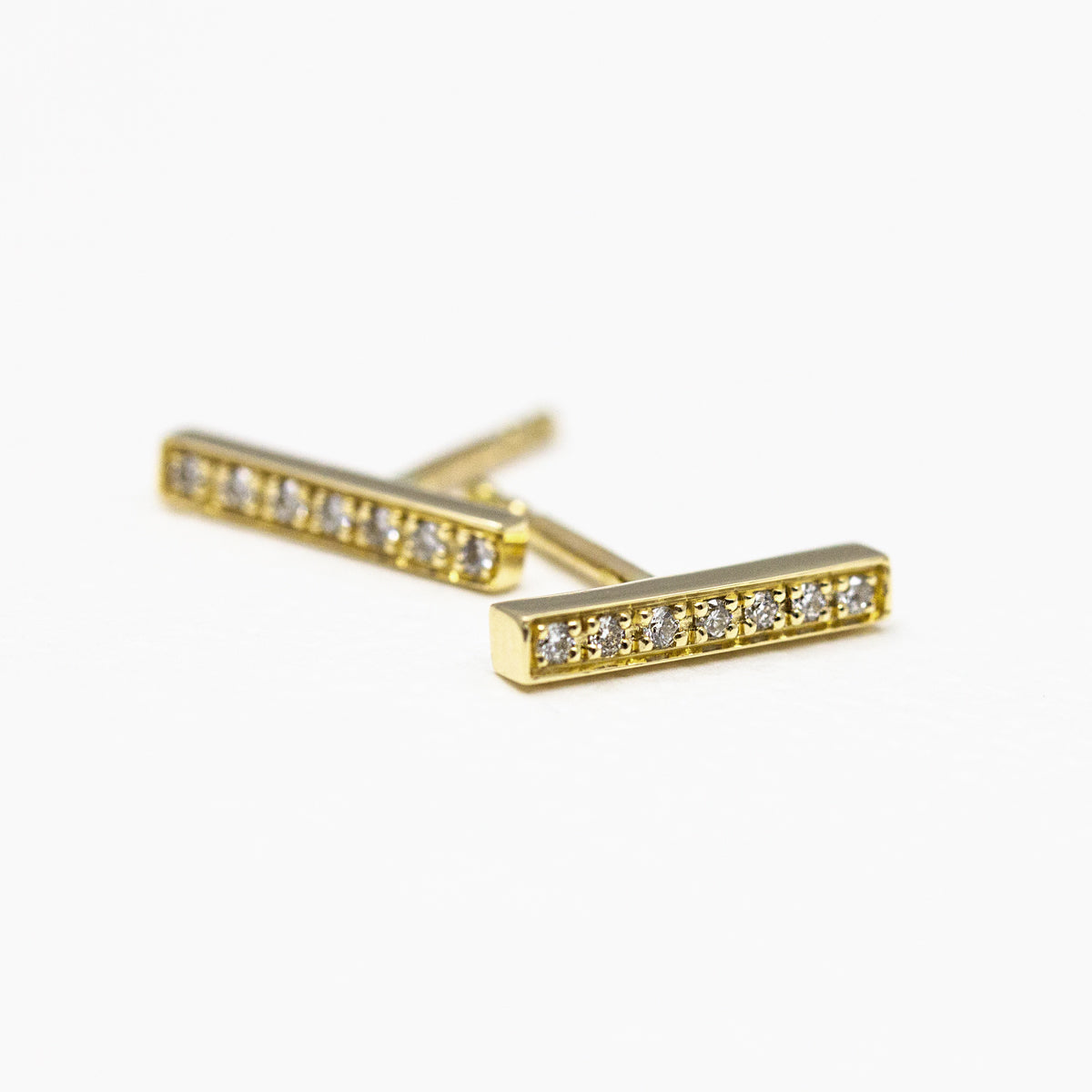 Boucles d'oreille barres en or éthique 18 carats et diamants | Joaillerie artisanale française