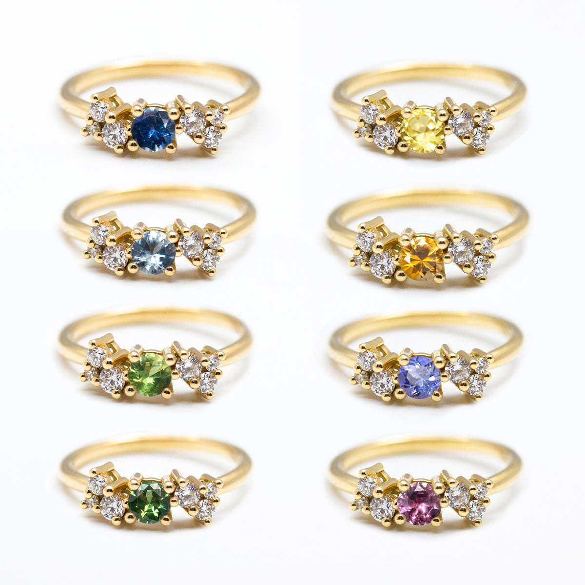Bague de fiançailles épaulée femme à personnaliser en or recyclé 18 carats 750/1000 ou éthique Fairmined, sertie d'une pierre précieuse tracée au choix (saphir, tanzanite…), bijou sur-mesure de joaillerie éthique fabriqué à la main à Paris