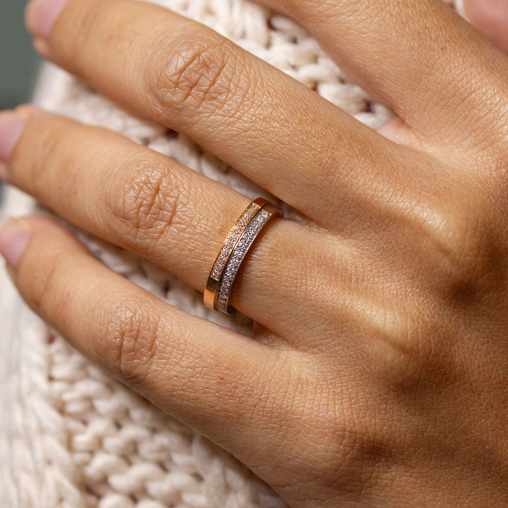 Duo Alliance Mariage Alliance Et Bague Fiancaille Or Rose Ensemble