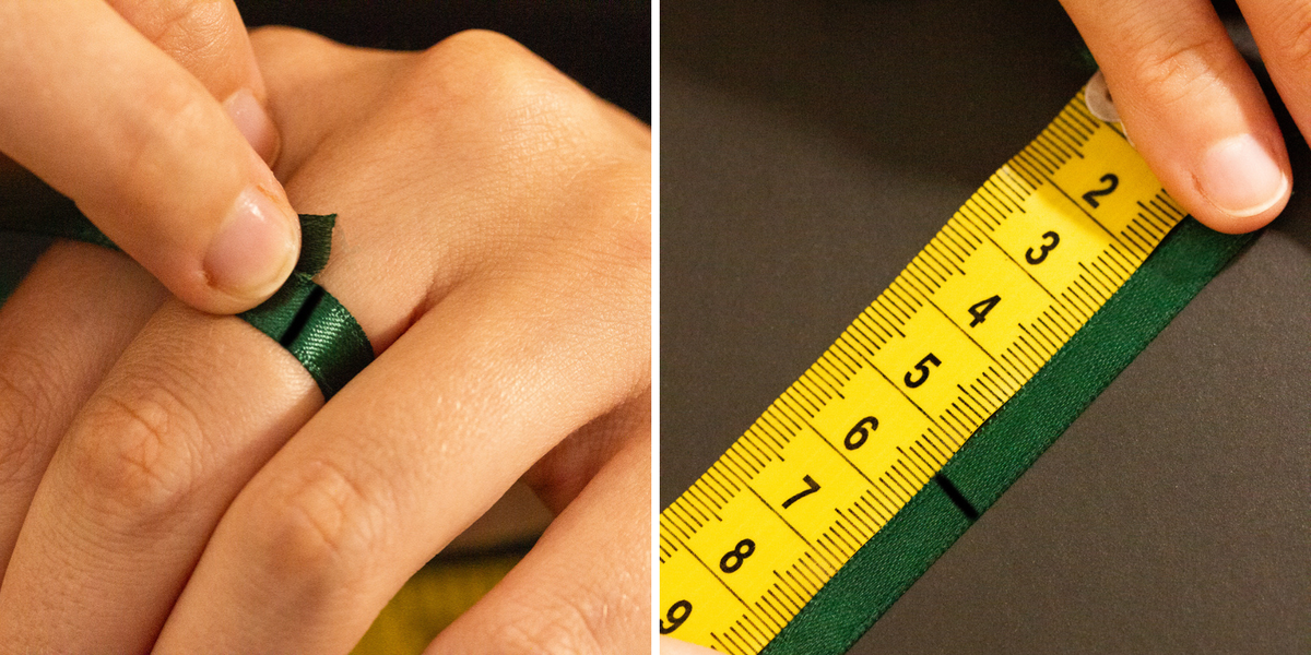 Exemple mesure de tour de doigt - Trouvez sa taille de bague chez soi facilement 