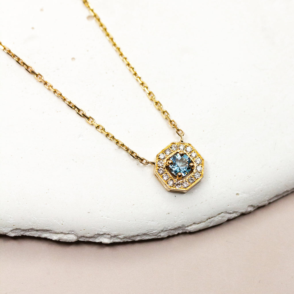 Pièce unique - Collier Léone - aigue-marine et diamants