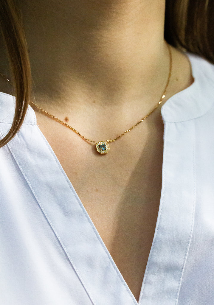 Pièce unique - Collier Léone - aigue-marine et diamants