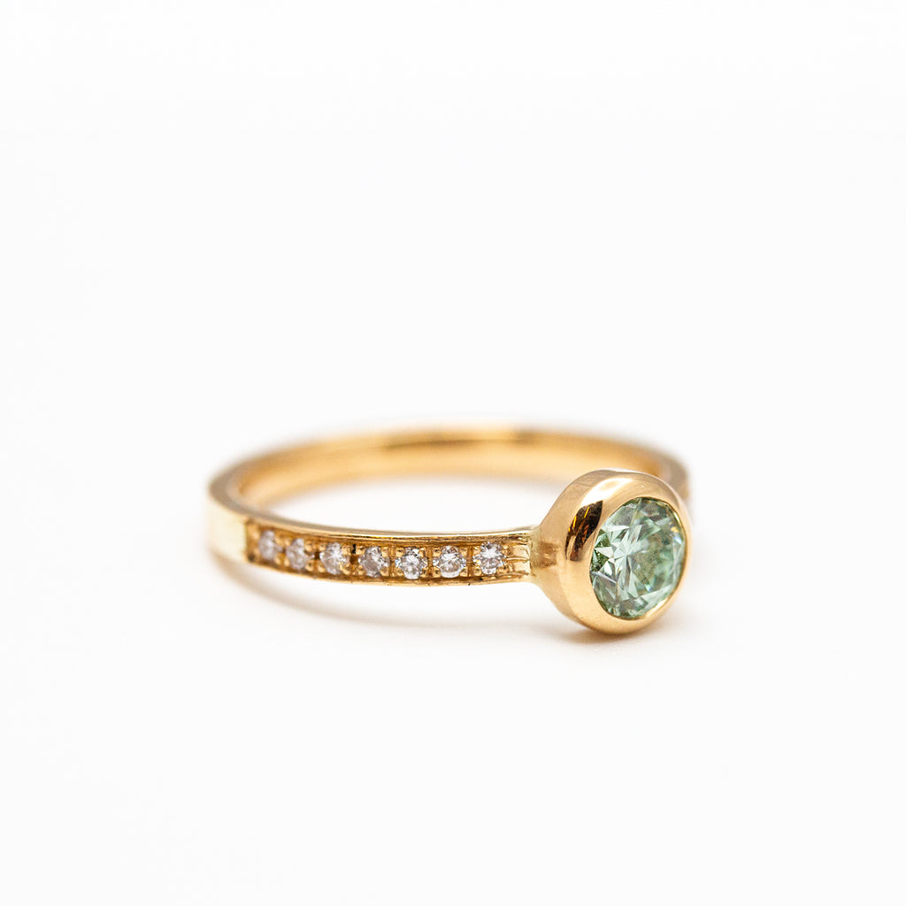 Pièce unique - Bague Solférine pavée - diamant Fancy Intense Green