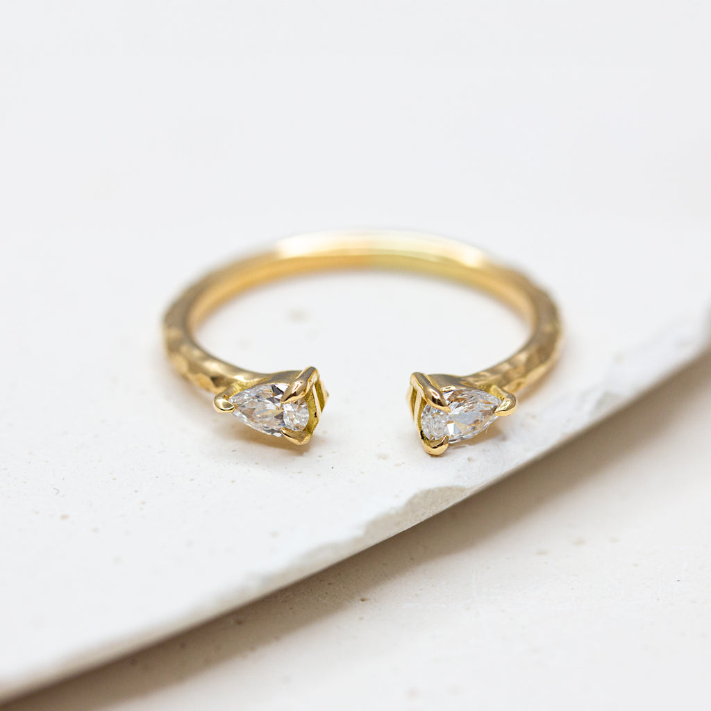 Pièce unique - Bague Toi & Moi - diamants poire