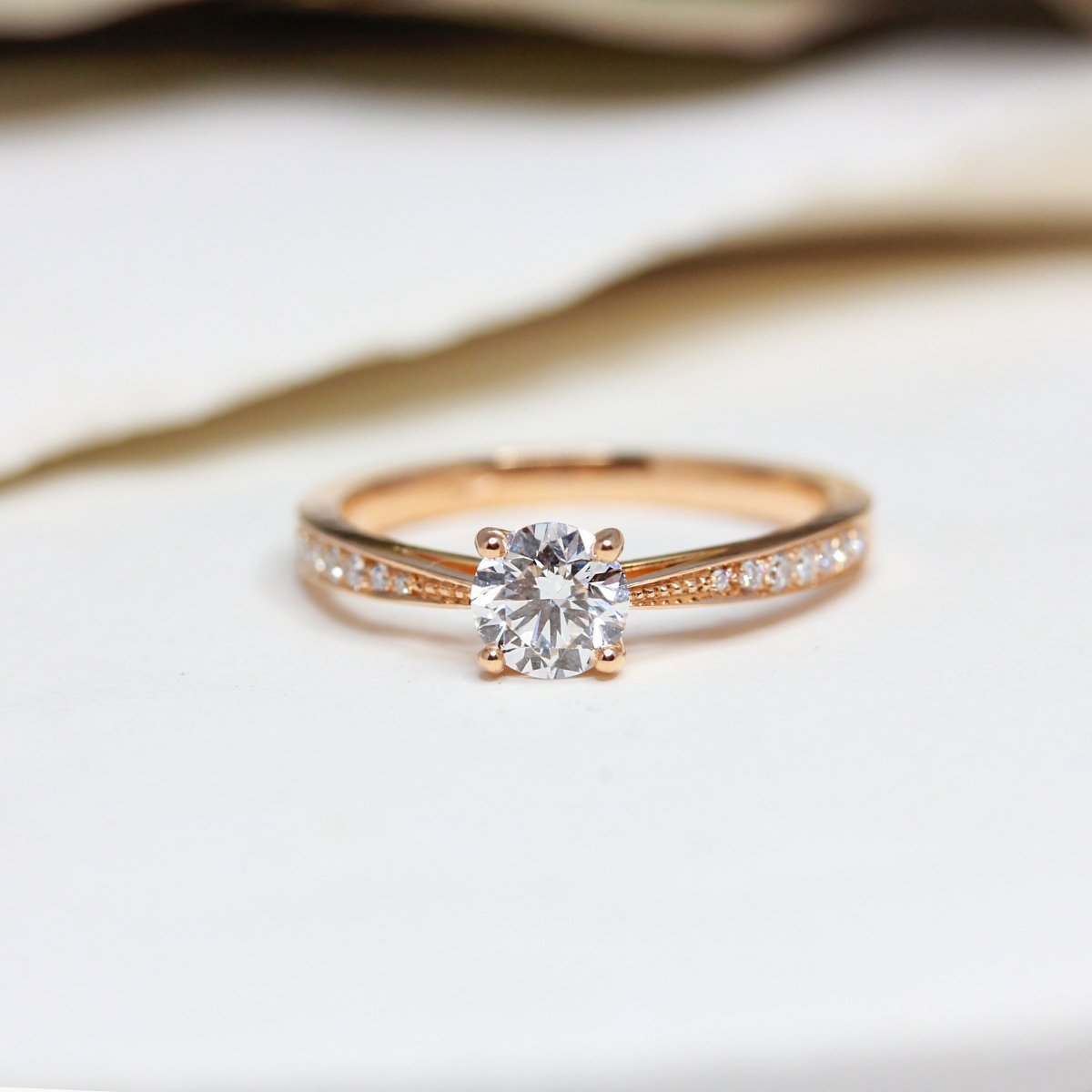 Bague de fiançailles or éthique et diamants Lucia pavée