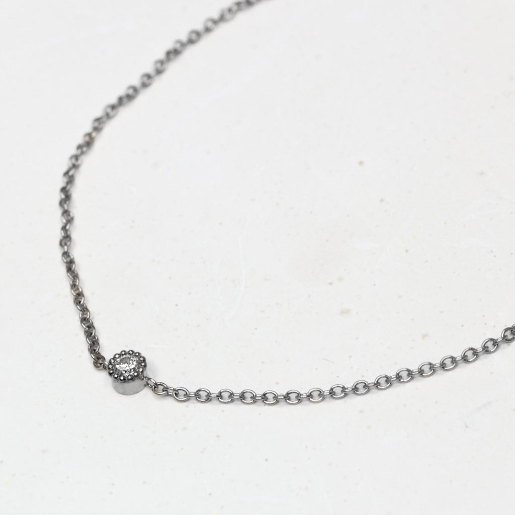 Bracelet chaîne diamant en or gris palladié équitable Fairmined, fabriqué en France à Paris.